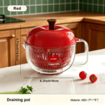 Rotating Double-Layer Vegetable Spinner & Washing Basin Set - Red