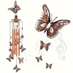 Metal Butterfly Wind Chime for Outside – Garden Memorial Chimes - Butterfly