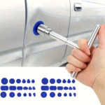 37-Piece Car Dent Repair Kit – Silver T-Bar Puller with 36 Blue Tabs - Blue / Puller + 36 Pieces of Washers