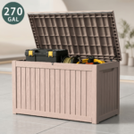 Large Outdoor Resin Deck Box with Lockable Lid & Handles