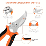 6-Piece Stainless Steel Garden Pruning Shears & Fruit Picker Set