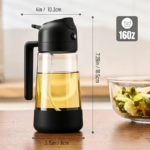 16 oz Glass Oil Sprayer & Dispenser with Non-Slip Base