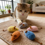 3-Pack Interactive Plush Mouse & Fish Bone Cat Toys with Squeaker
