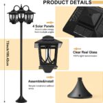 73&quote; 3-Head Solar Lamp Post Light – Dusk to Dawn Outdoor Street Light