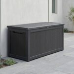 Large Outdoor Resin Deck Box with Lockable Lid & Handles