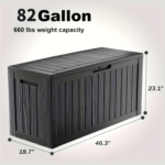 82-Gallon Wood Grain Deck Box – Lockable Outdoor Storage Chest