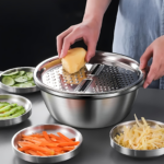 3-Piece Stainless Steel Mixing Bowl Set with Grinder & Colander