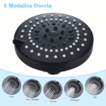 High-Pressure Rainfall Shower Head – 5-Spray Mode Handheld/Fixed