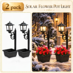 Solar Flower Pot Light 1/2-Pack – Vintage Planter Pathway Lamp - 2pcs