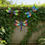 3D Colorful Metal Dragonfly Wall Decor 3-Piece Set – Garden Art - Colored Metal Dragonfly