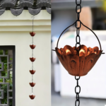 Lotus Metal Rain Chain – Decorative Outdoor Gutter Replacement - Bronze