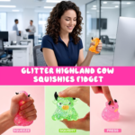 3-Pack Glitter Highland Cow Slow-Rise Squishy Fidget Toys