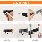 Stainless Steel Mop and Broom Holder – Heavy-Duty Wall Mount Rack