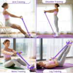 Multifunction Pedal Puller Resistance Band – Purple Workout Rope for Waist & Legs