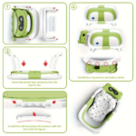 Foldable Baby Bathtub with Soft Cushion & Built-in Thermometer