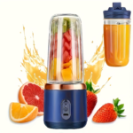 6-Blade 2-in-1 Portable Blender & Juicer with USB Charging 2 Cups - Blue Double Cups Set
