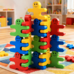 Wooden Stacking Balance Blocks – Educational Math & Color Toy - Colorful People