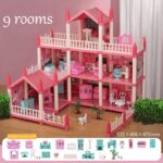 4-Story Dollhouse Playset with 4 Dolls & Furniture for Kids