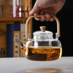 34 oz Borosilicate Glass Teapot with Wood Handle & Infuser