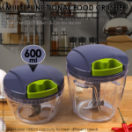 Manual Pull-String Garlic Press & Mini Vegetable Chopper - Gray / 600ml