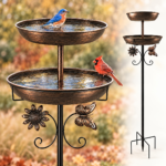 42&quote; Heavy-Duty Double-Layer Metal Bird Bath with 5-Prong Base