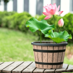 4-Pack Large Whiskey Barrel Planters – Vintage Brown Pots