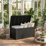 Large Outdoor Resin Deck Box with Lockable Lid & Handles