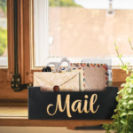 Rustic Wooden Mail Organizer Box for Desktop & Home Office