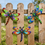 3D Colorful Metal Dragonfly Wall Decor 3-Piece Set – Garden Art