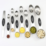 8-Piece Magnetic Stainless Steel Measuring Spoons Set - Black / 8PCS