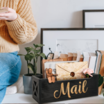 Rustic Wooden Mail Organizer Box for Desktop & Home Office