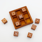 Classic Wooden Tic Tac Toe Game Set 9 Blocks – Tabletop Decor & Family Game