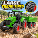 16.5-Inch Toy Farm Tractor with Trailer Set for Kids