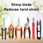6-Piece Stainless Steel Garden Pruning Shears & Fruit Picker Set - Orange Red Upgraded Version