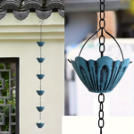 Lotus Metal Rain Chain – Decorative Outdoor Gutter Replacement - Blue