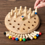 Wooden Memory Matching Game – Color Peg Chess Board for Kids