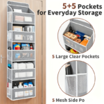 5-Tier Over-the-Door Storage Rack – 44 lbs Capacity, No-Drill Design