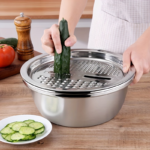 3-Piece Stainless Steel Mixing Bowl Set with Grinder & Colander