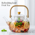 34 oz Borosilicate Glass Teapot with Wood Handle & Infuser