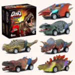 6-Pack Dinosaur Pull-Back Toy Cars for Boys & Girls Ages 3+ - Dinosaur toy set