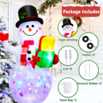 5ft Christmas Inflatable Snowman with Rotating Color LED Lights