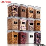 6-Pack Airtight Pet Food Storage Containers with Lids 1.6L / 54 oz – Black - Black / 54.1oz*12pcs-JB0105