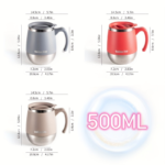 17 oz Double-Wall Insulated Coffee Mug with Lid – Stainless Steel Cup