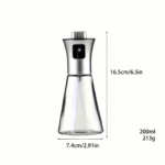 7 oz Glass & Stainless Steel Oil Sprayer Bottle with Pressure Nozzle
