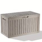 82-Gallon Wood Grain Deck Box – Lockable Outdoor Storage Chest