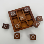 Classic Wooden Tic Tac Toe Game Set 9 Blocks – Tabletop Decor & Family Game