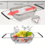 Expandable Stainless Steel Over-the-Sink Colander with Fine Mesh