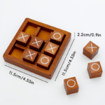 Classic Wooden Tic Tac Toe Game Set 9 Blocks – Tabletop Decor & Family Game