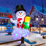 5ft Christmas Inflatable Snowman with Rotating Color LED Lights