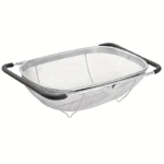 Expandable Stainless Steel Over-the-Sink Colander with Fine Mesh - Large Size